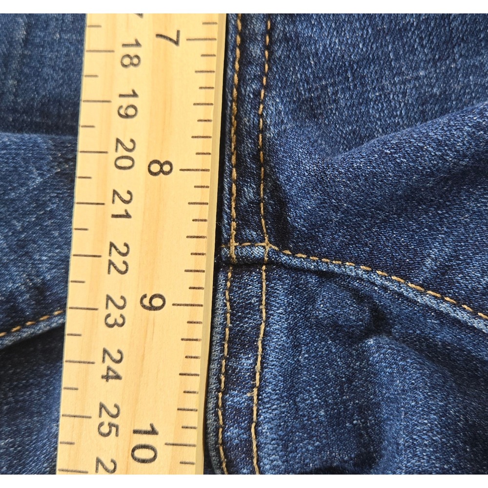 Levis Womens 28 Mid Length Denim Shorts Dark Wash Cuffed Blue Jean Shorts - Picture 7 of 9